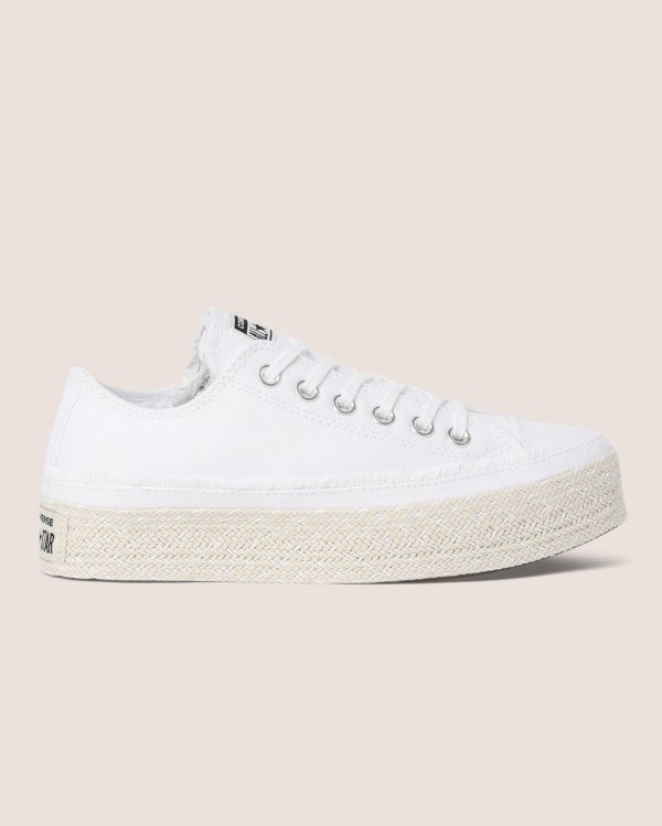 Converse Chuck Taylor All Star Espadrille Platform Hvide Sko Danmark - Converse Lave Sneakers Dame -